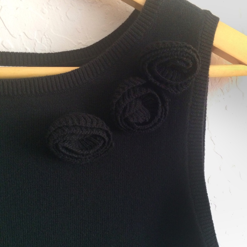 Loft Black Sweater Knit Career Shell Tank Rosette